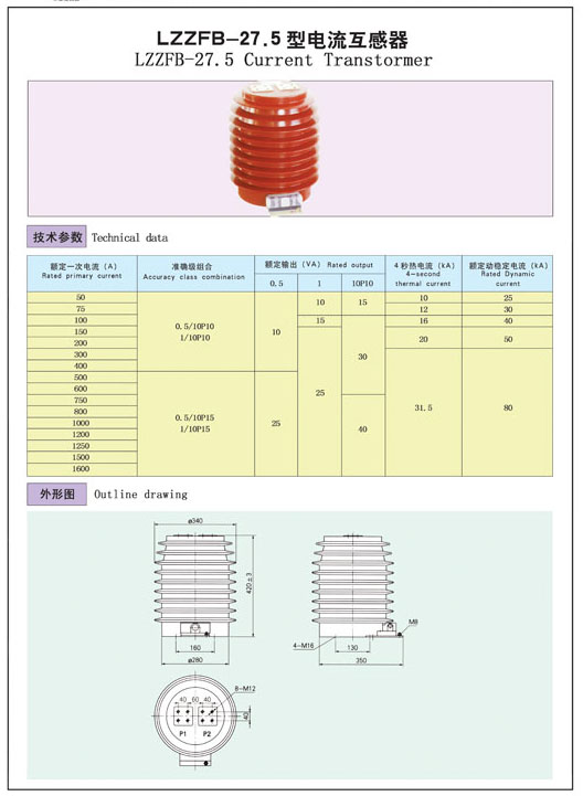 LZZFB-27.5型电流互感器