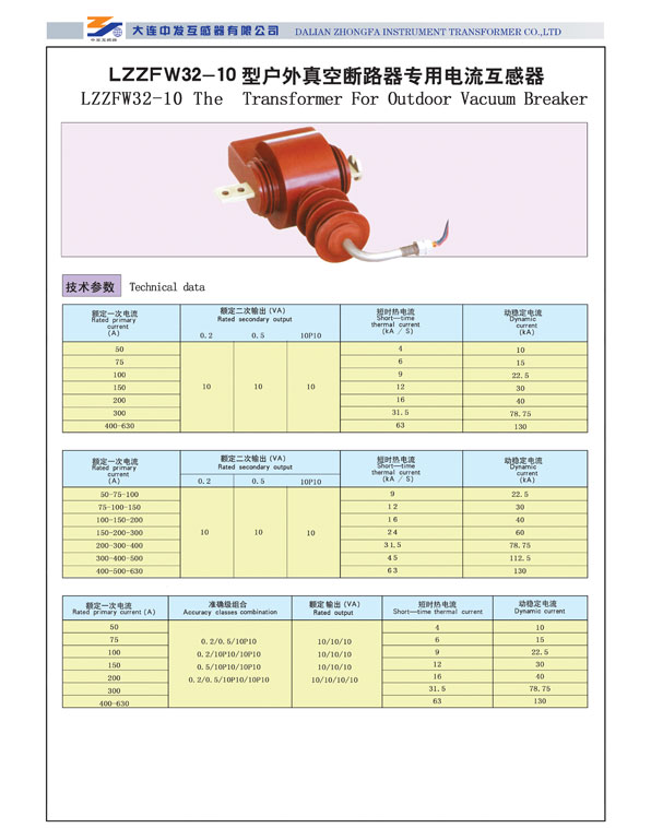 LZZFW32-10型户外真空断路器专用电流互感器
