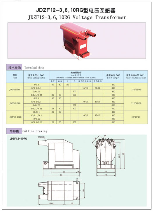JDZF12-3，6，10RG型电压互感器