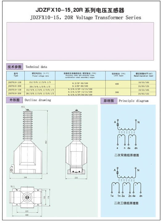 JDZFX10-15，20R型电压互感器